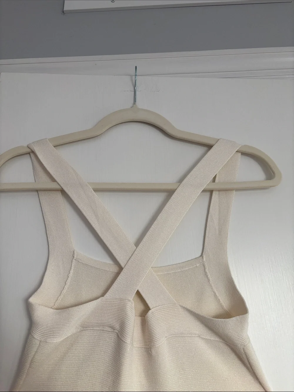 Abercrombie & Fitch Cream Ribbed Maxi Dress with Side Slit